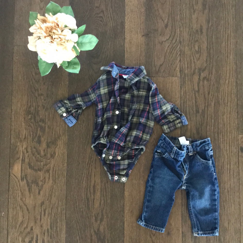 [Carter’s] button up flannel with jeans